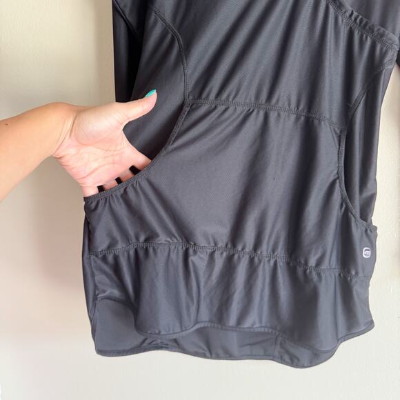 Free Country Black Long Sleeve Hooded Swimsuit Cover Up - Large - Picture 2 of 8